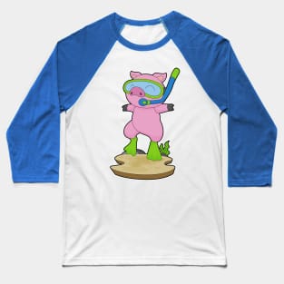 Pig Diver Snorkel Diving Baseball T-Shirt